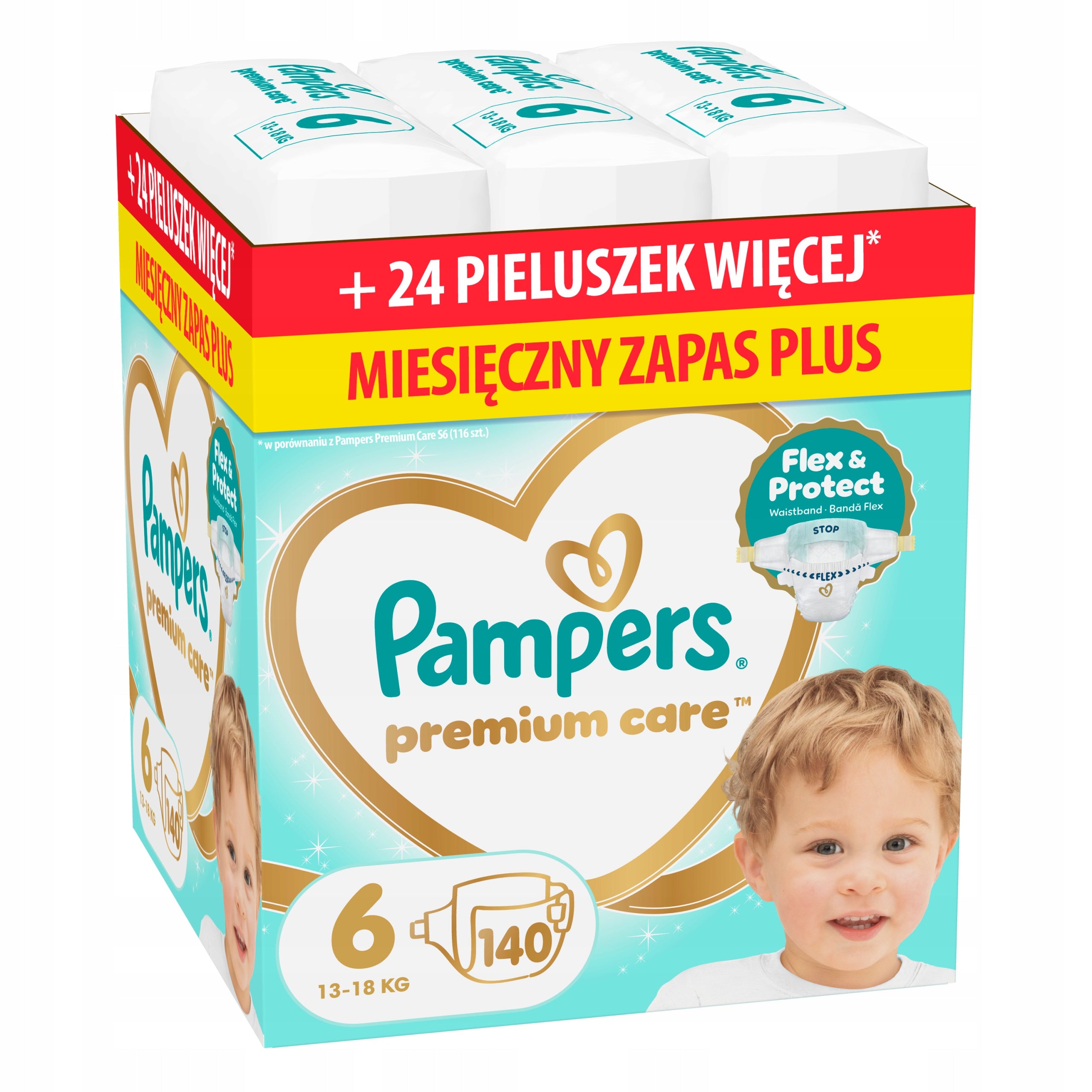 Pampers Premium Care 6, 140 pcs, 13-18 kg Diapers Monthly stock PLUS