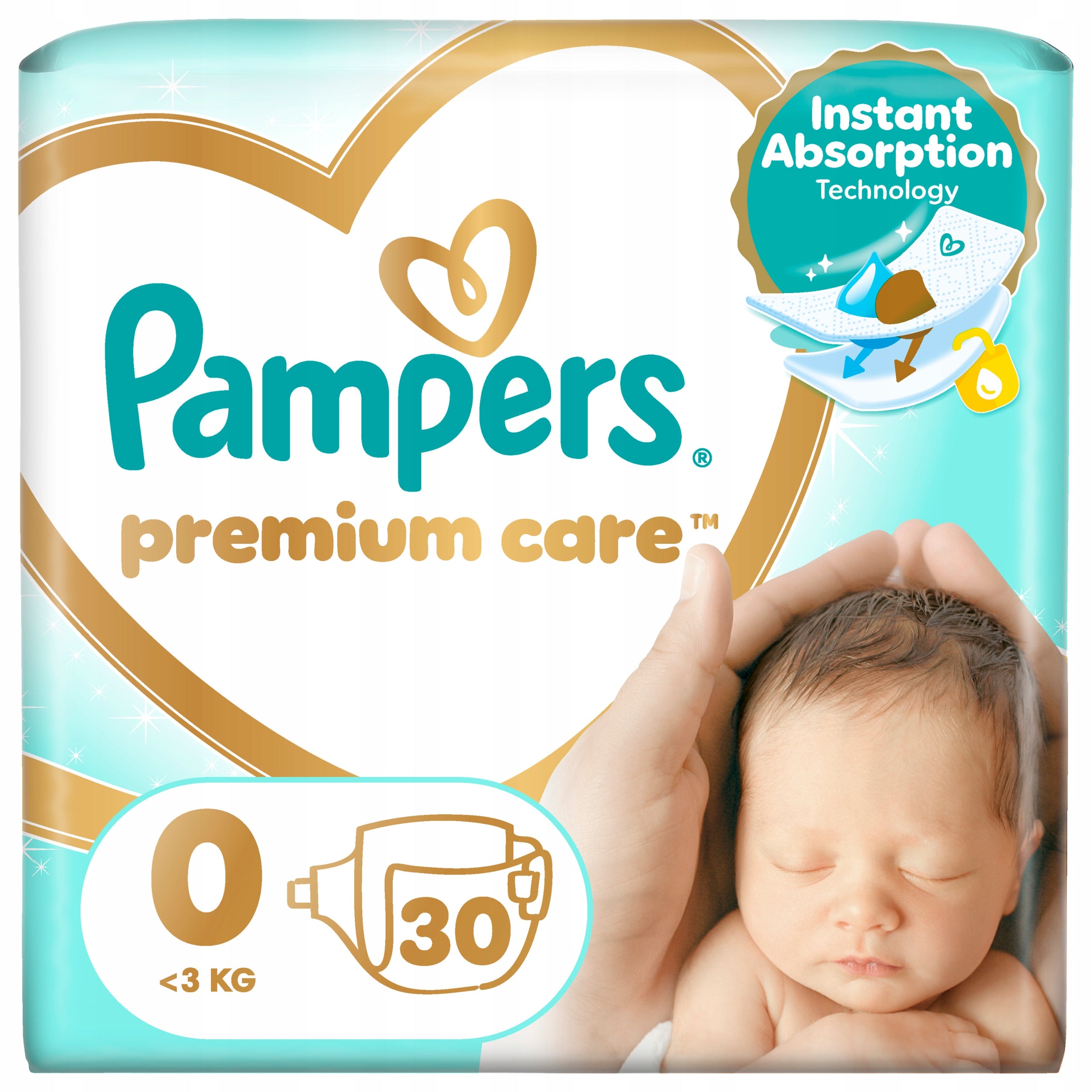 Pampers Premium Care Diapers size 0, 3kg+ 30 pcs. + Wipes 10 pcs. Diapers type disposable