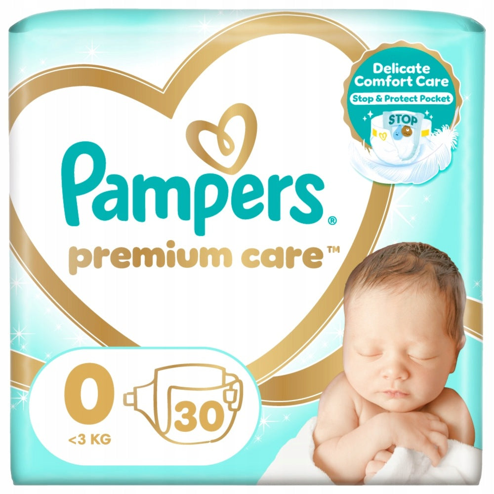 Pampers Premium Care Diapers size 0, 3kg+ 30 pcs. + Wipes 10 pcs. Packaging status original
