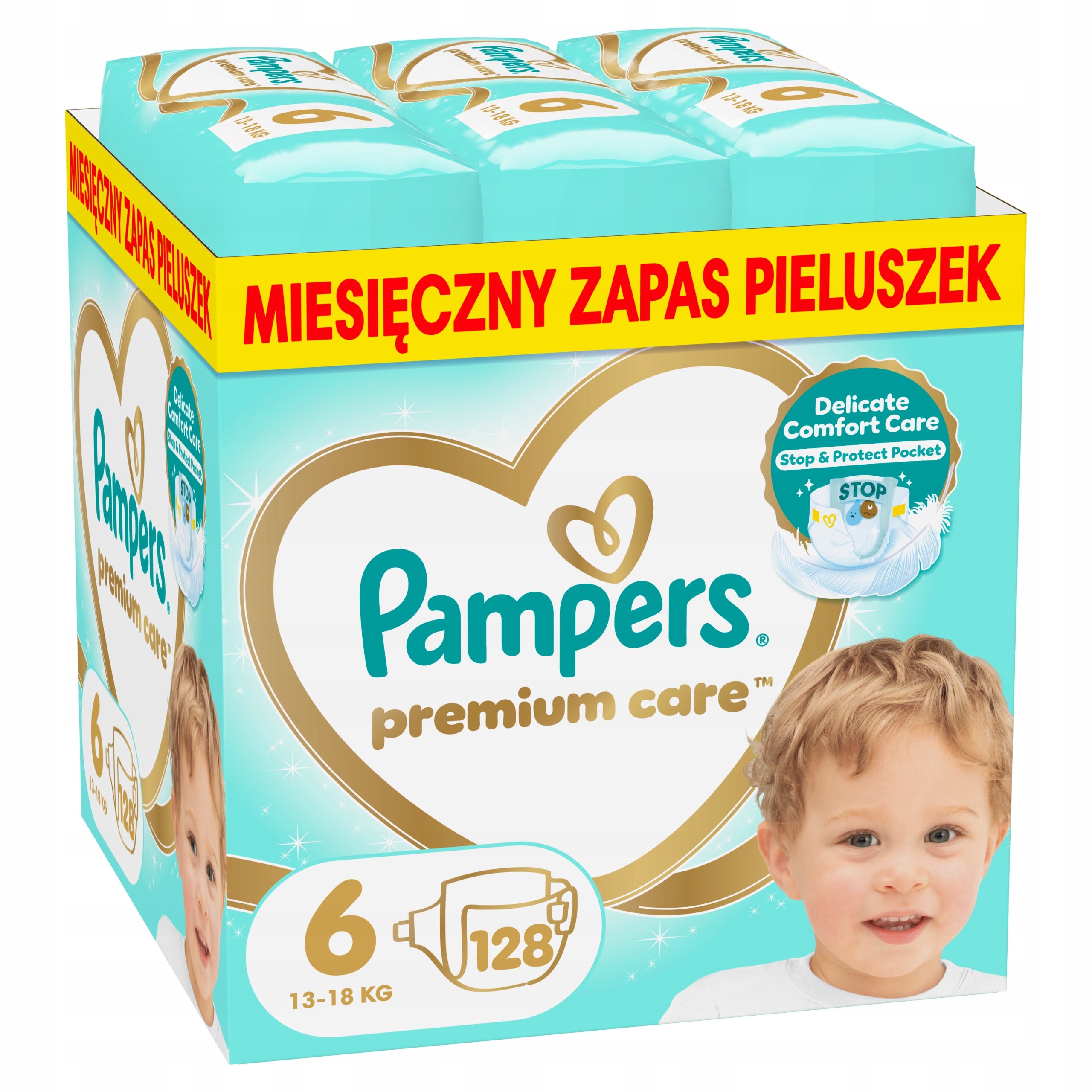 Pampers Premium Care Monthly Box size 6, 128 nappies, 13kg-18kg