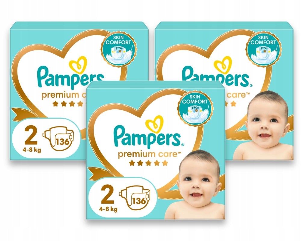 Pampers Premium Care size 2, 3x 136 pcs, 4-8 kg Diapers