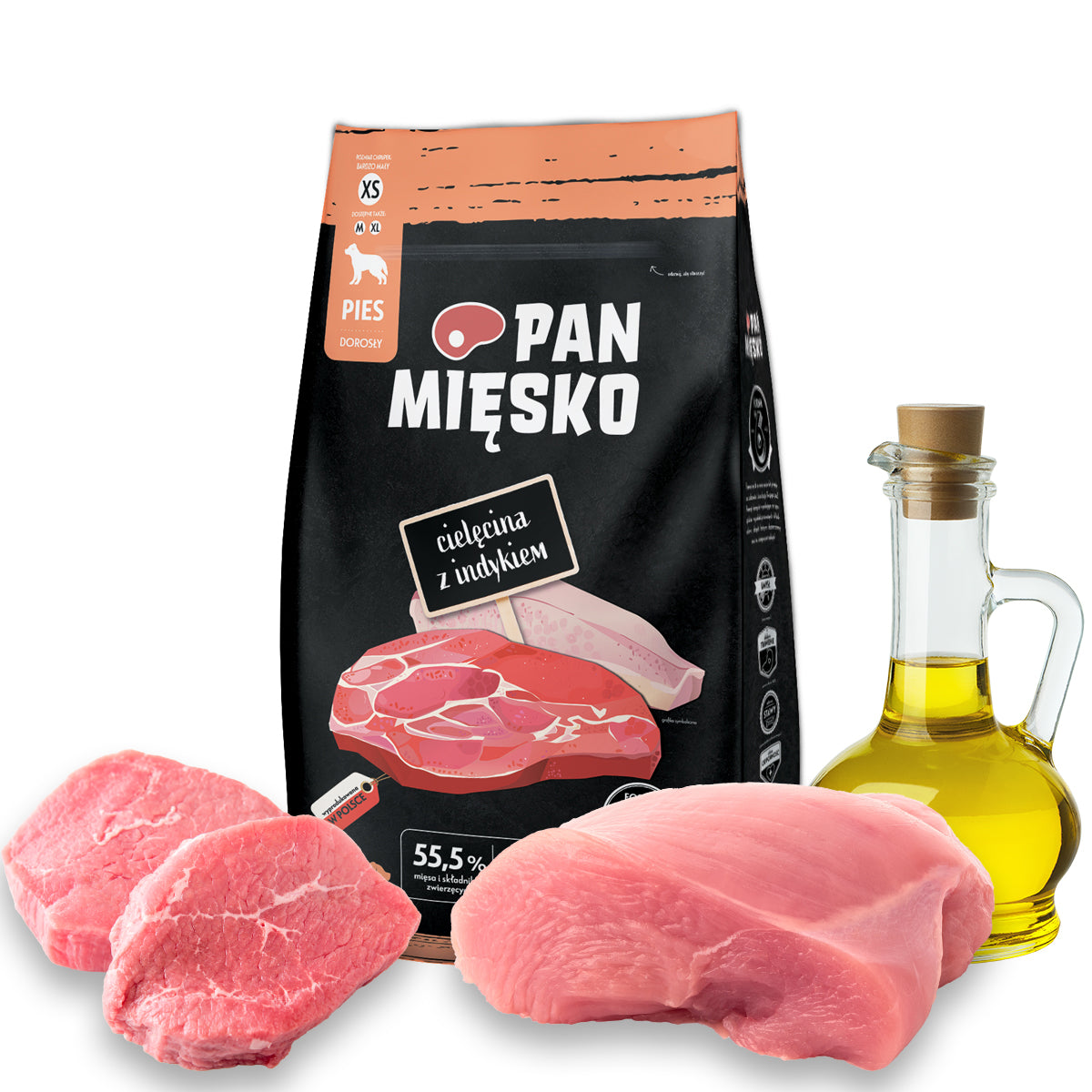 Pan Mięsko 3kg Veal with Turkey XS Dry Food for Small Dogs Manufacturer code 291947