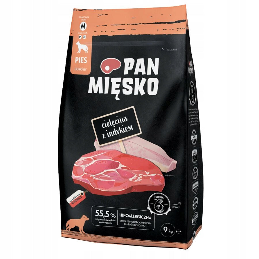 Pan Mięsko Dry Dog Food Veal with Turkey Crisps M 9kg Brand Pan Mięsko