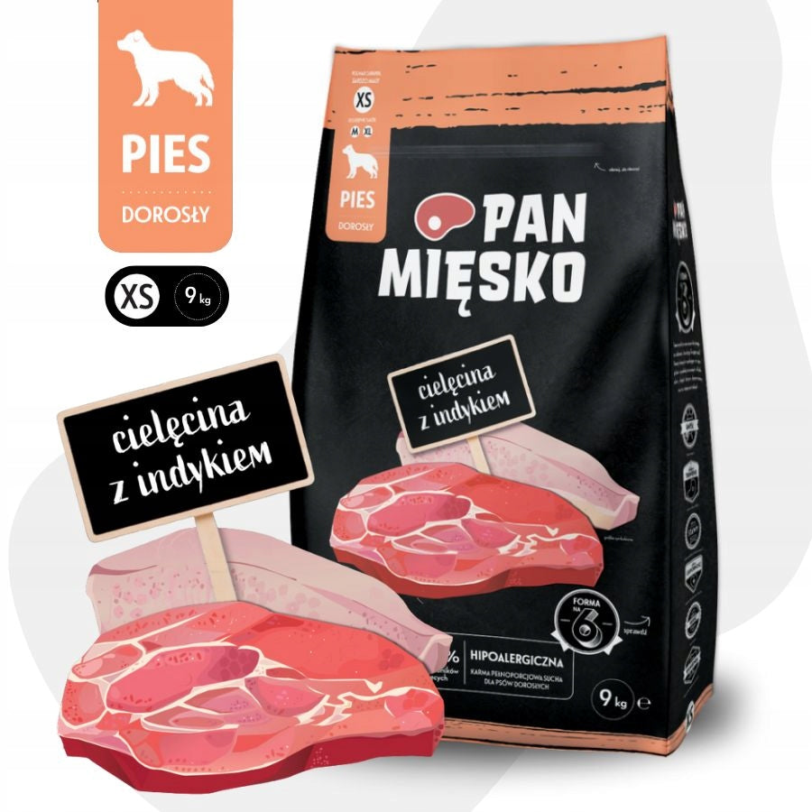 Pan Mięsko Dry dog food VEAL TURKEY VEGETABLES Small breeds XS 9kg