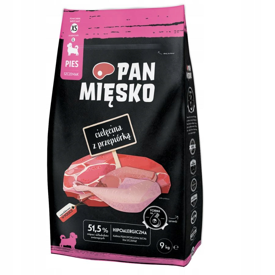 Pan Mięsko Dry food VEAL with QUAIL Small breeds PUPPY XS 9kg Brand Pan Mięsko