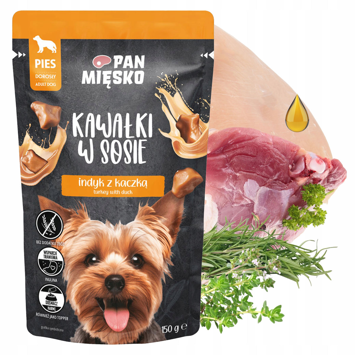 Pan Mięsko Pieces in Sauce Mix Flavours Wet Dog Food 8 x 150g Grain Free Brand Pan Mięsko