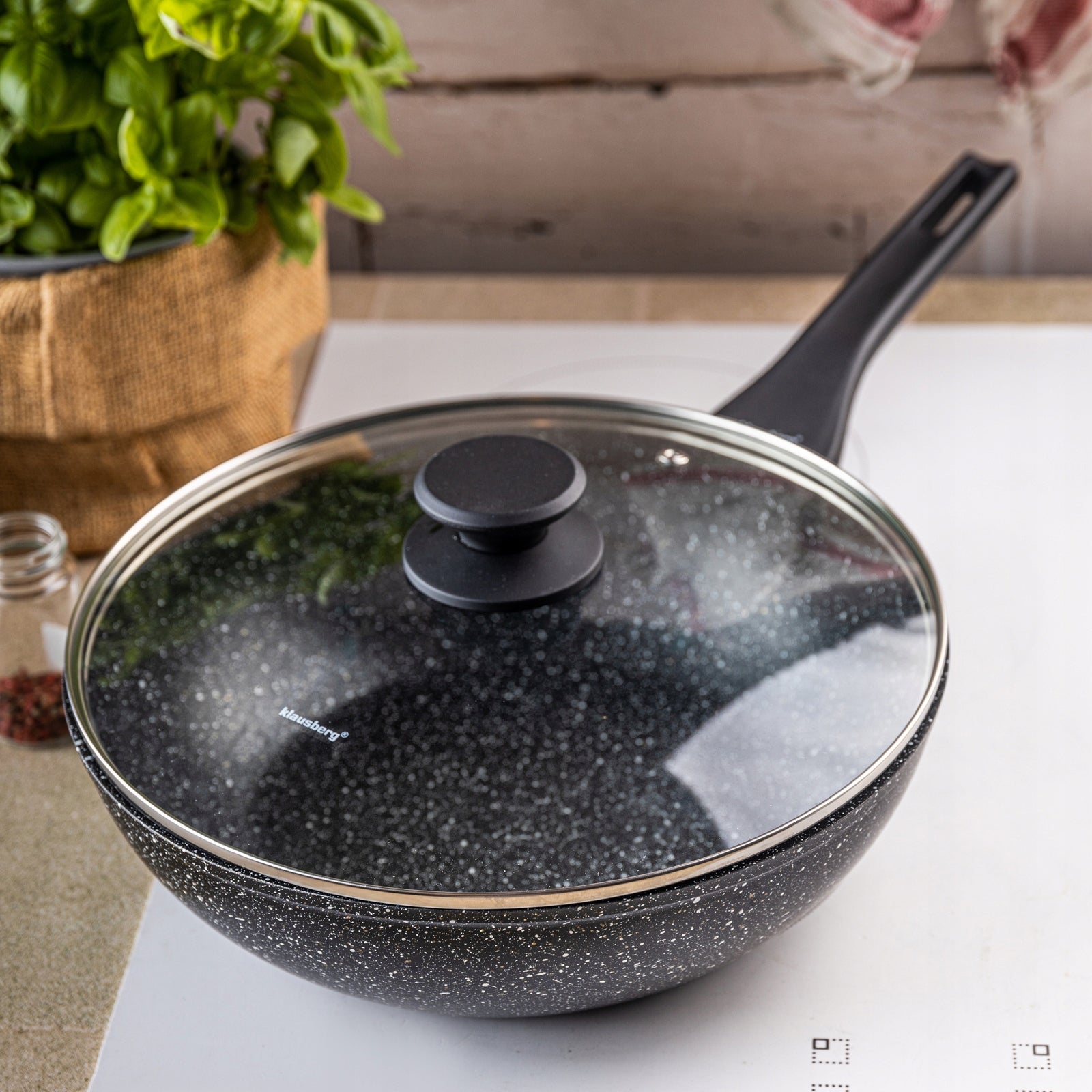 Pan WOK 28 cm with LID Marble Induction GAS Non-Stick Klausberg EAN (GTIN) 5908287279902