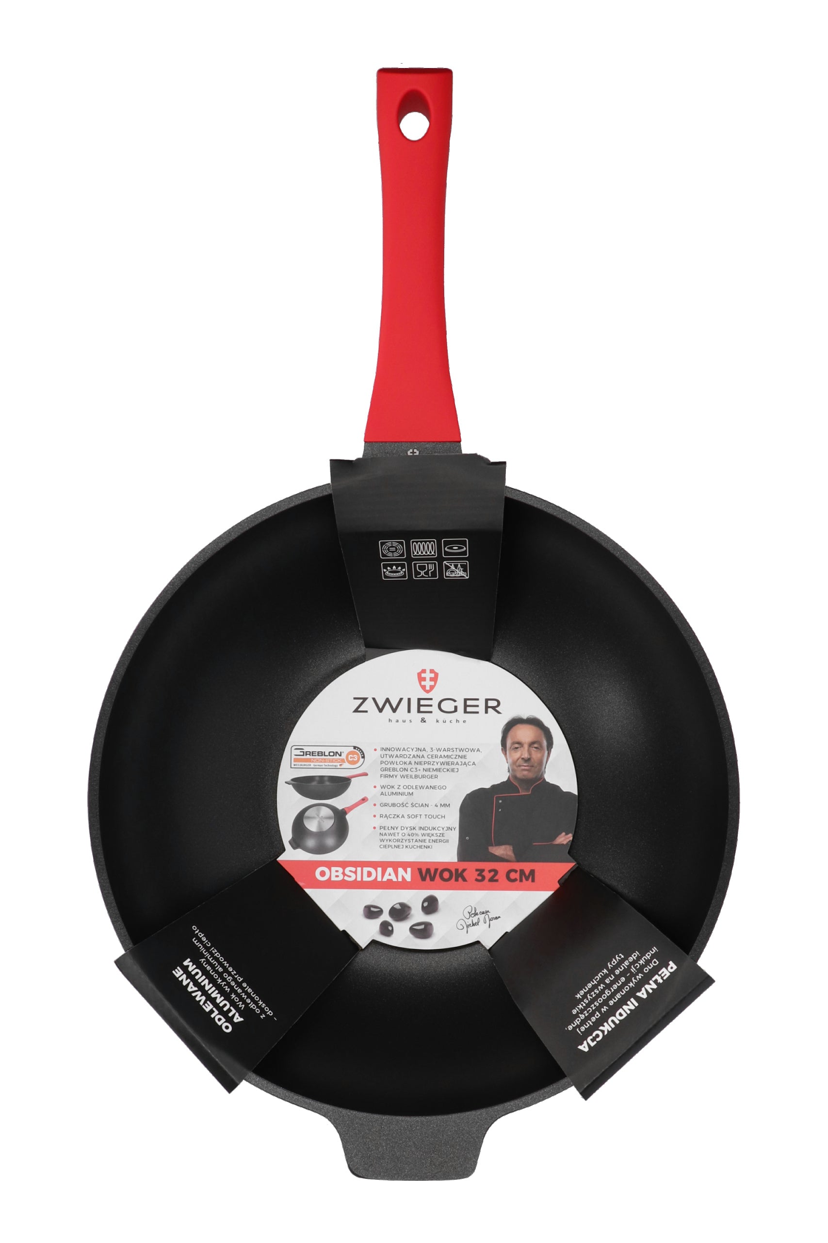Pan WOK ZWIEGER OBSIDIAN 32 cm non-stick Diameter 32 cm
