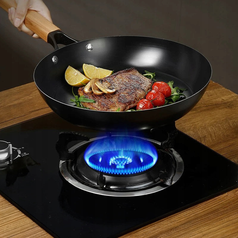 Pan Wok 26cm Deep Handle Wooden Induction Manufacturer code jiani