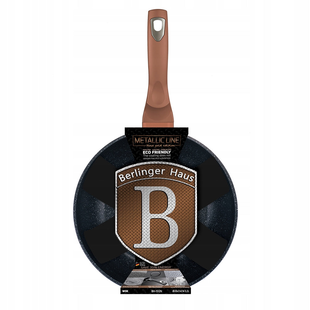 Pan with granite coating / wok 28cm BERLINGER HAUS Metallic Line Rosego