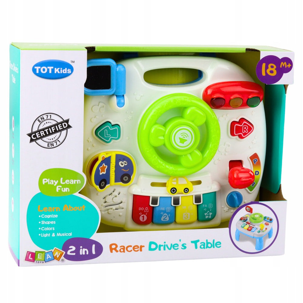 Panel Table Interactive Educational Steering Wheel 2in1 Lights Sounds Kid's age 18+ months