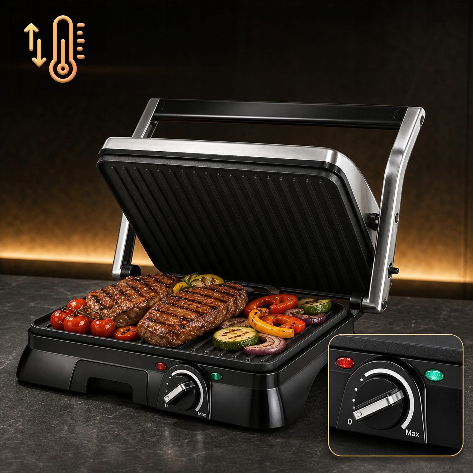 Panini sandwich maker 2000W grill 180° temperature control Manufacturer code KLU