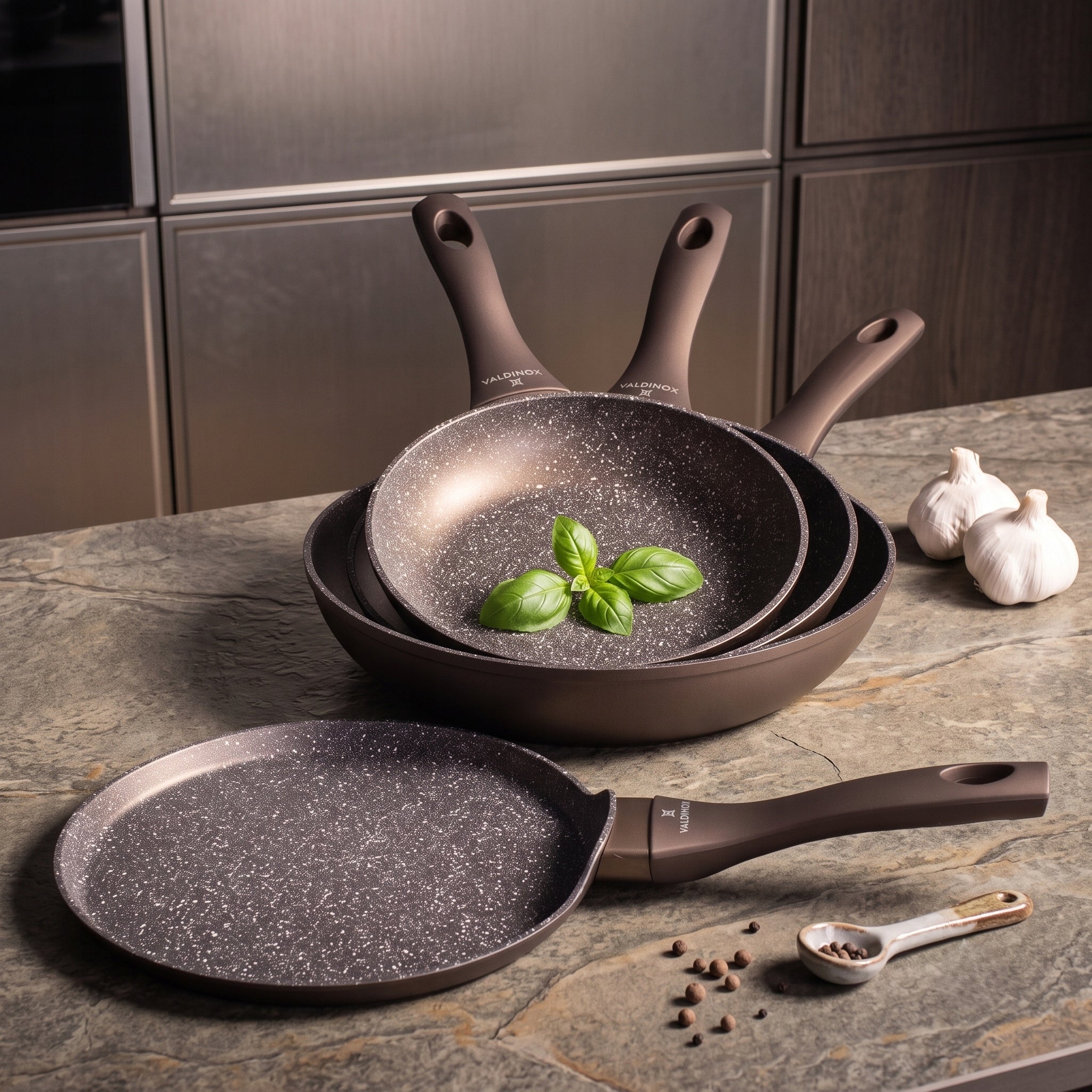 Pans 20/24/28cm pancake pan set induction gas Valdinox Aurum Manufacturer code GRA00002195