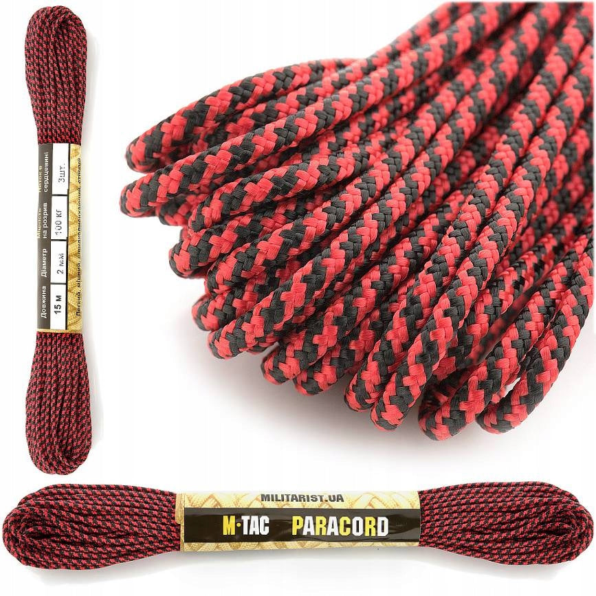 Paracord Survival Cable Minicord 15m Black/Red 15m M-TAC