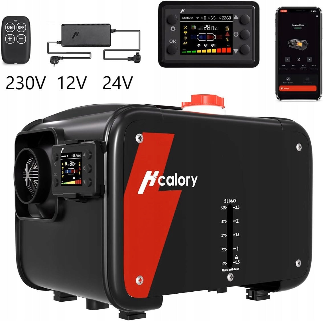 Parking heater 8kW 230V HCALORY 12V 24V BLUETOOTH OIL HEATER