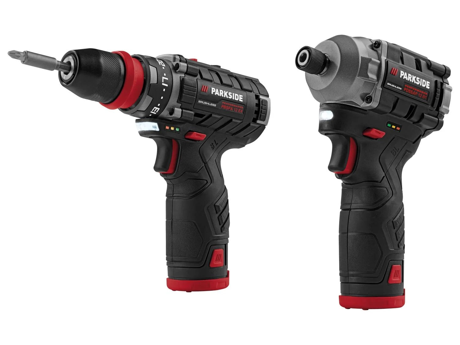 Parkside PBSPA 12 E4 DRILL + PDSSAP 12 B1 AKU SCREWDRIVER + LOAD