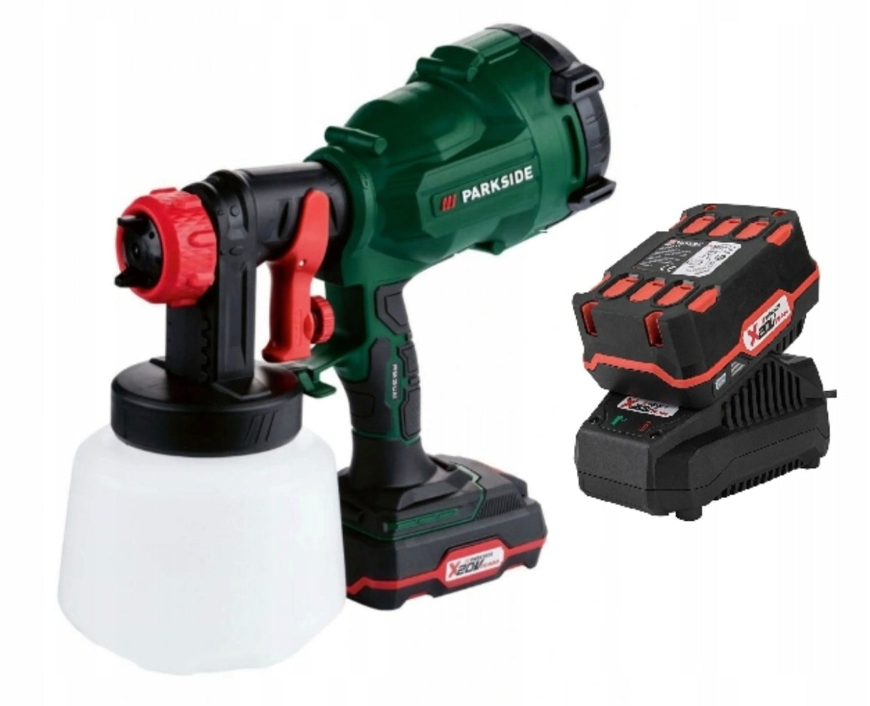Parkside Paint gun + aku and charger 20V PFSA B2 + accessories