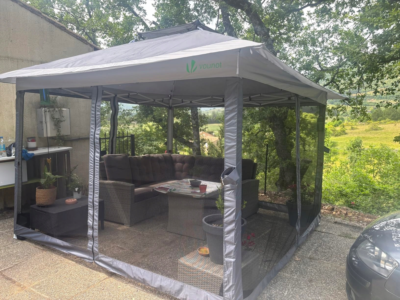 Pavilion 3,6x 3,6 x2,7m pergola pergola 3x3m anthracite pop in with mosquito net Manufacturer Mirpol