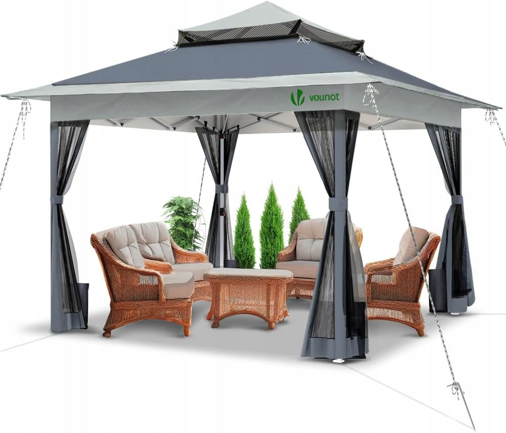 Pavilion 3,6x 3,6 x2,7m pergola pergola 3x3m anthracite pop in with mosquito net