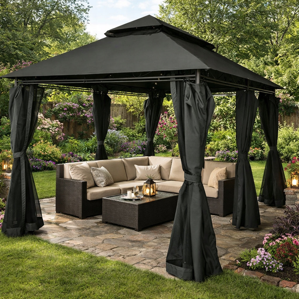 Pavilion garden tent gazebo 3x4 m with LED lighting MOSQUITO NET Manufacturer code 1000