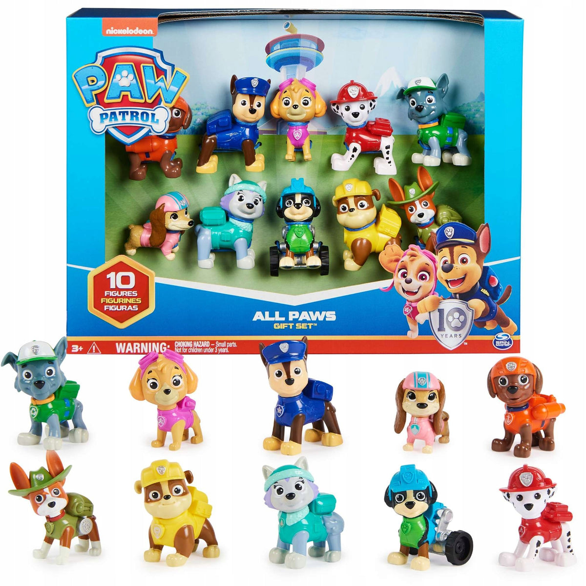 Paw Patrol set of 10 hero figures moving dogs Spin Master