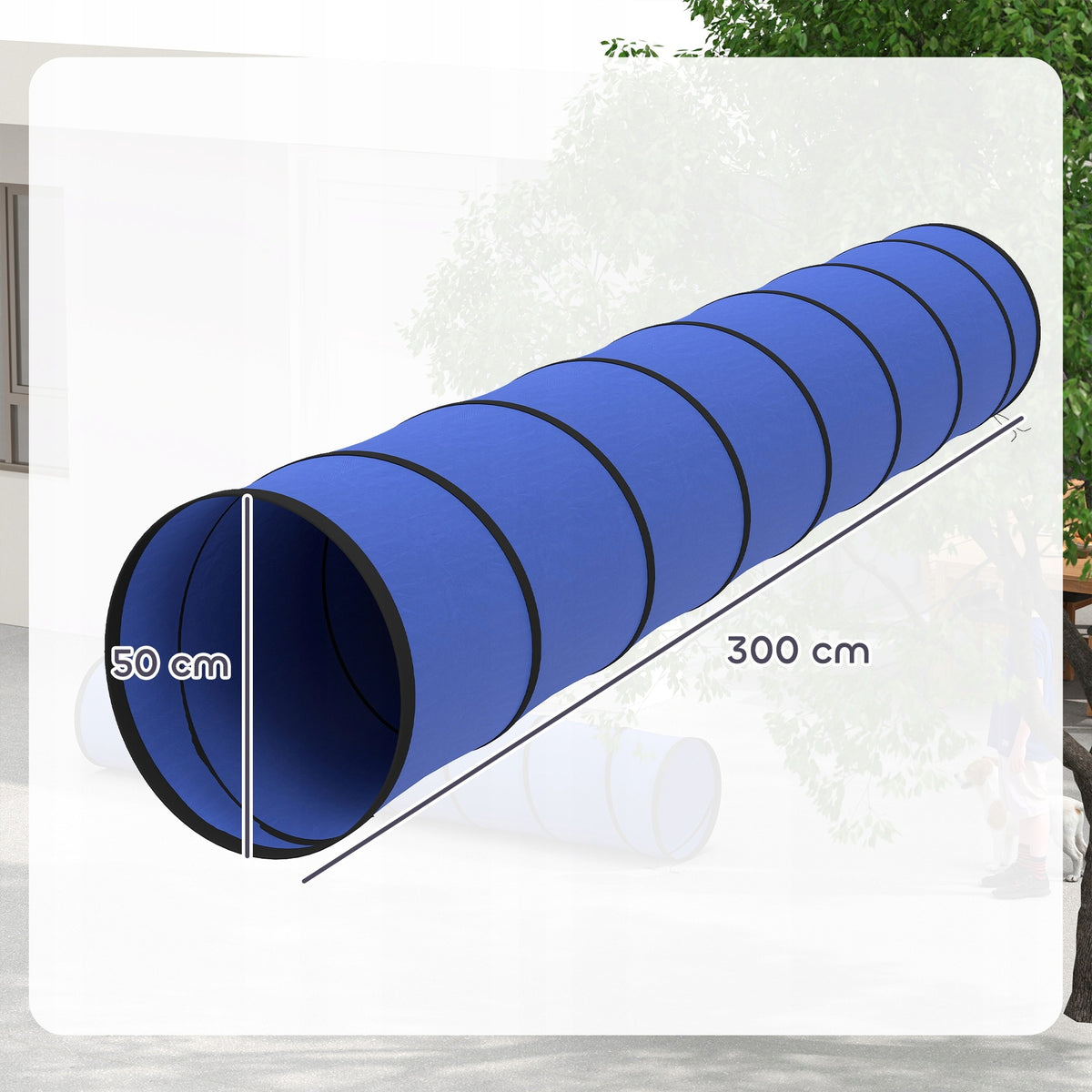 PawHut Agility tunnel for dogs 300 x 50cm, with 4 ground anchors, blue Brand PawHut