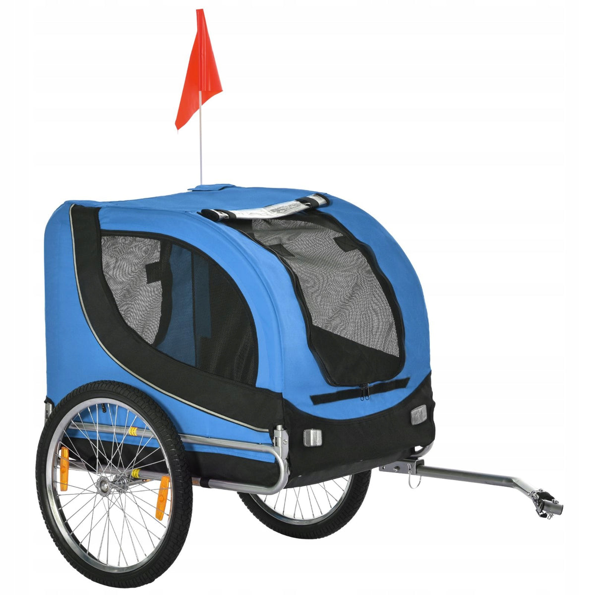 PawHut Dog Bicycle Trailer, Steel, Blue-Black