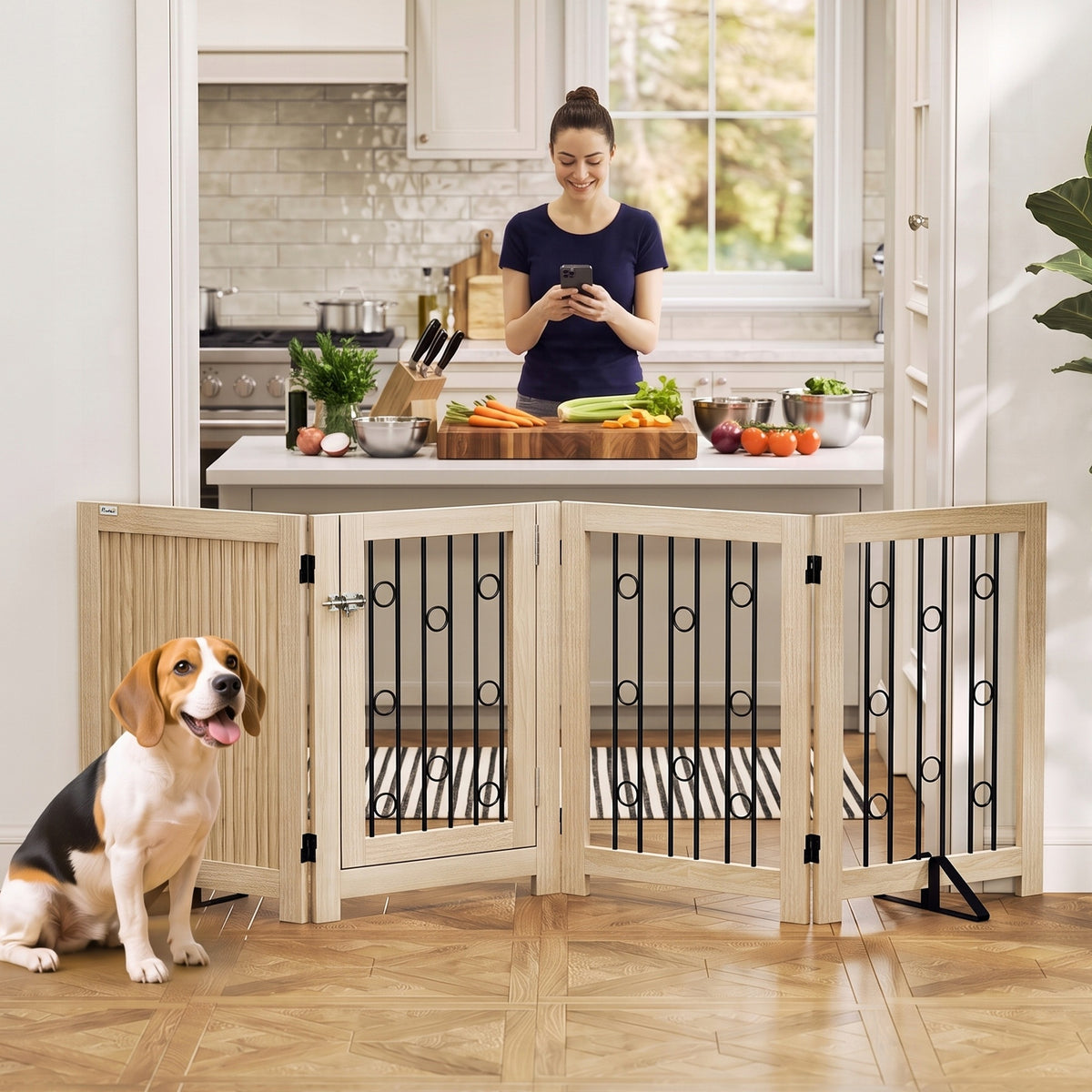PawHut Dog Fence Freestanding Folding 70x205cm, 4 Panels Brand PawHut