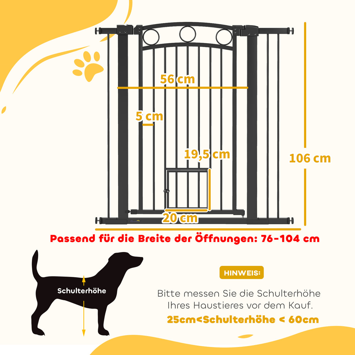 PawHut Dog Protective Goal, 76-104 cm, Goal Without Drilling Brand PawHut