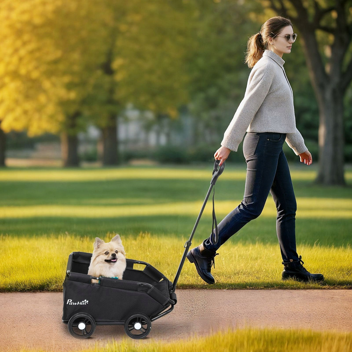 PawHut Dog Stroller, Folding, for Small Dogs up to 4 kg, Black Manufacturer code 26037982001