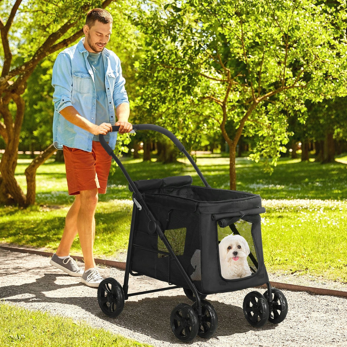 PawHut Dog Stroller with Cushion, Folding, 102 x 62 x 105 cm Manufacturer code 26035057001