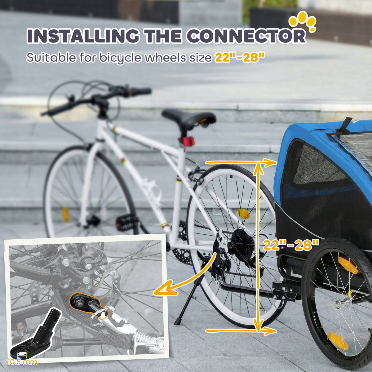 PawHut Dog bicycle trailer, foldable, up to 20 kg, 138x70x89 cm Brand PawHut