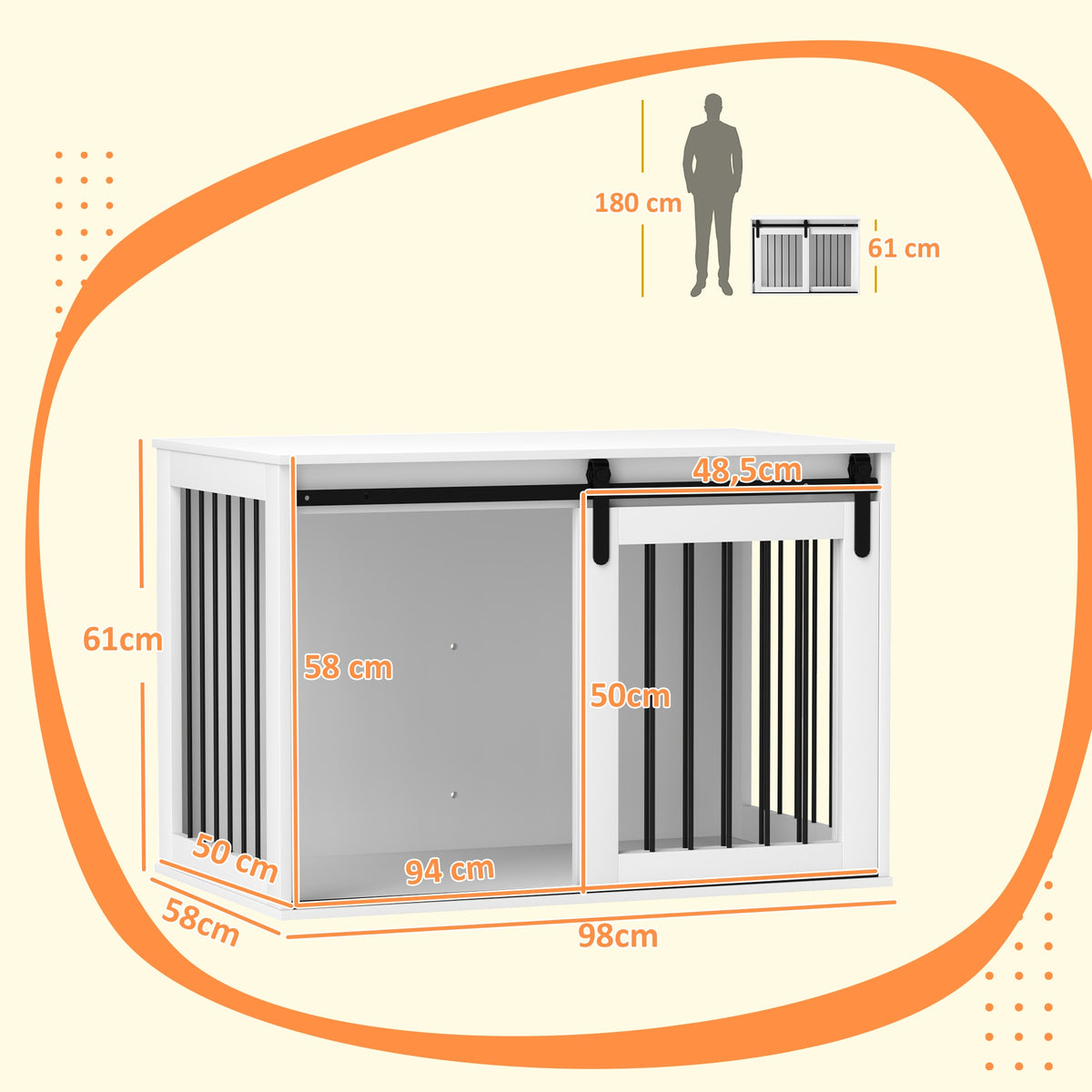 PawHut Dog cage, domestic, with entrance, for dogs up to 30 kg Manufacturer code D02-169V02WT