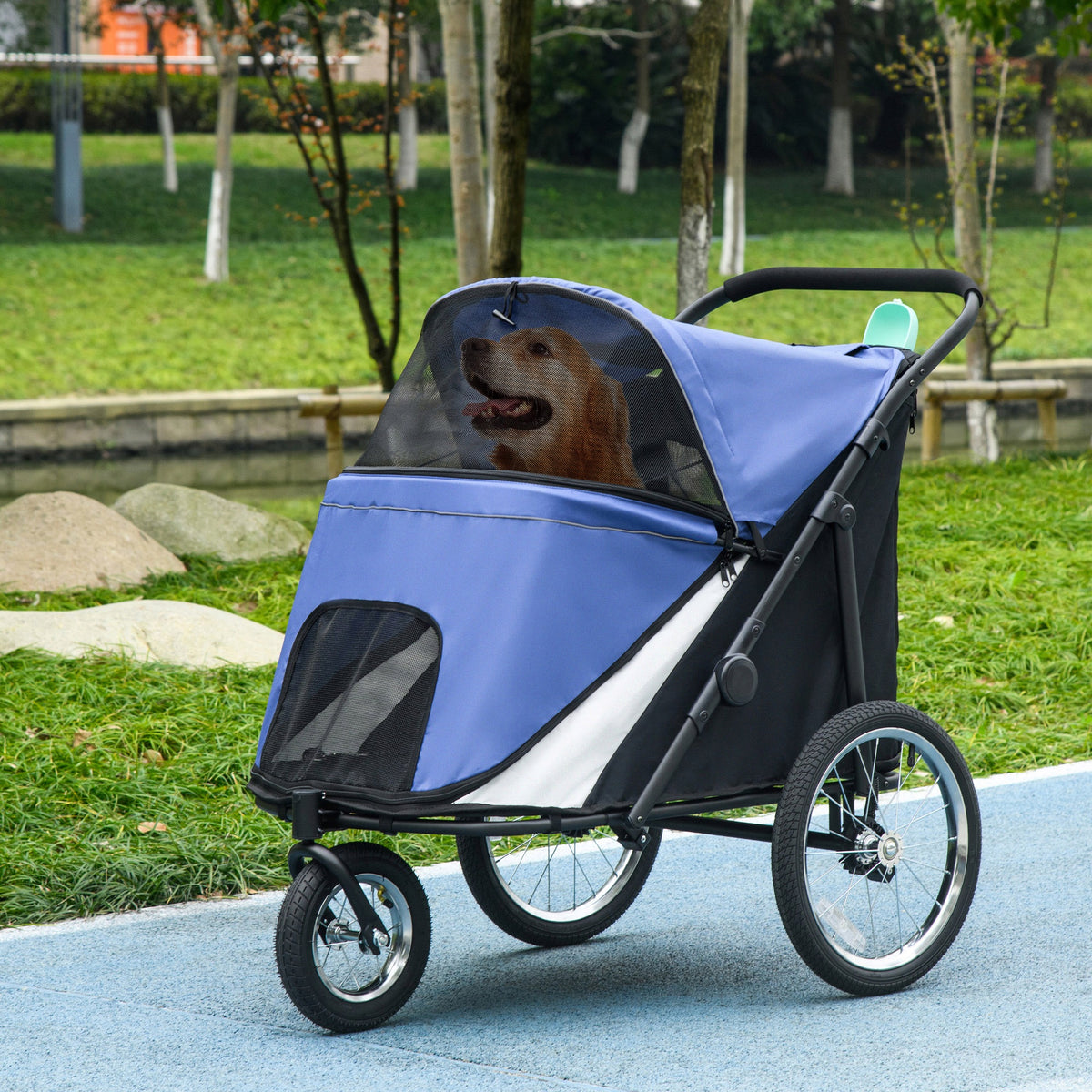 PawHut Dog stroller, foldable, up to 30 kg, blue, 111 x 70 x 97,5 cm