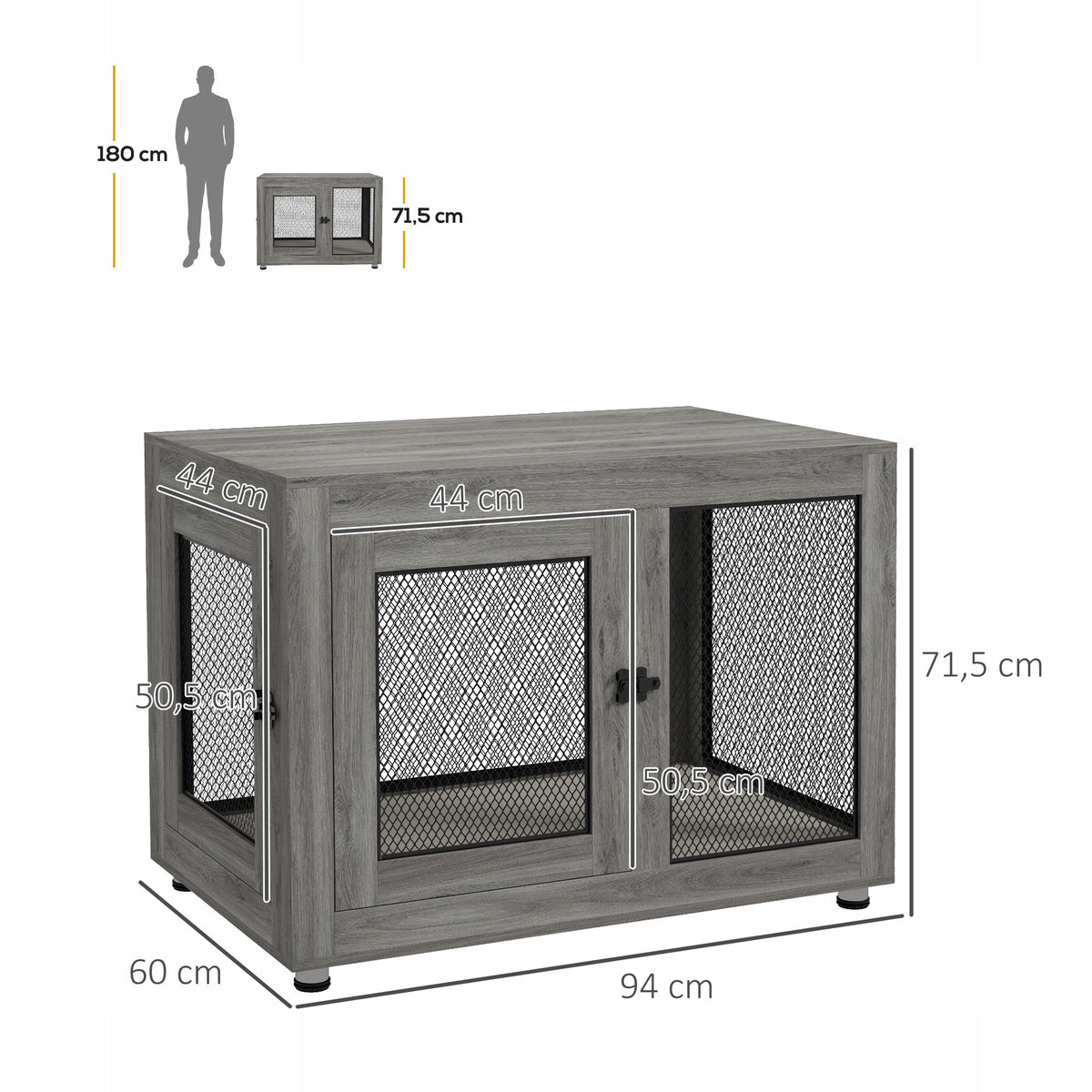 PawHut Kennel Cage for Dog Lockable for Home Side Table 94x60x71,5cm Manufacturer code PawHut