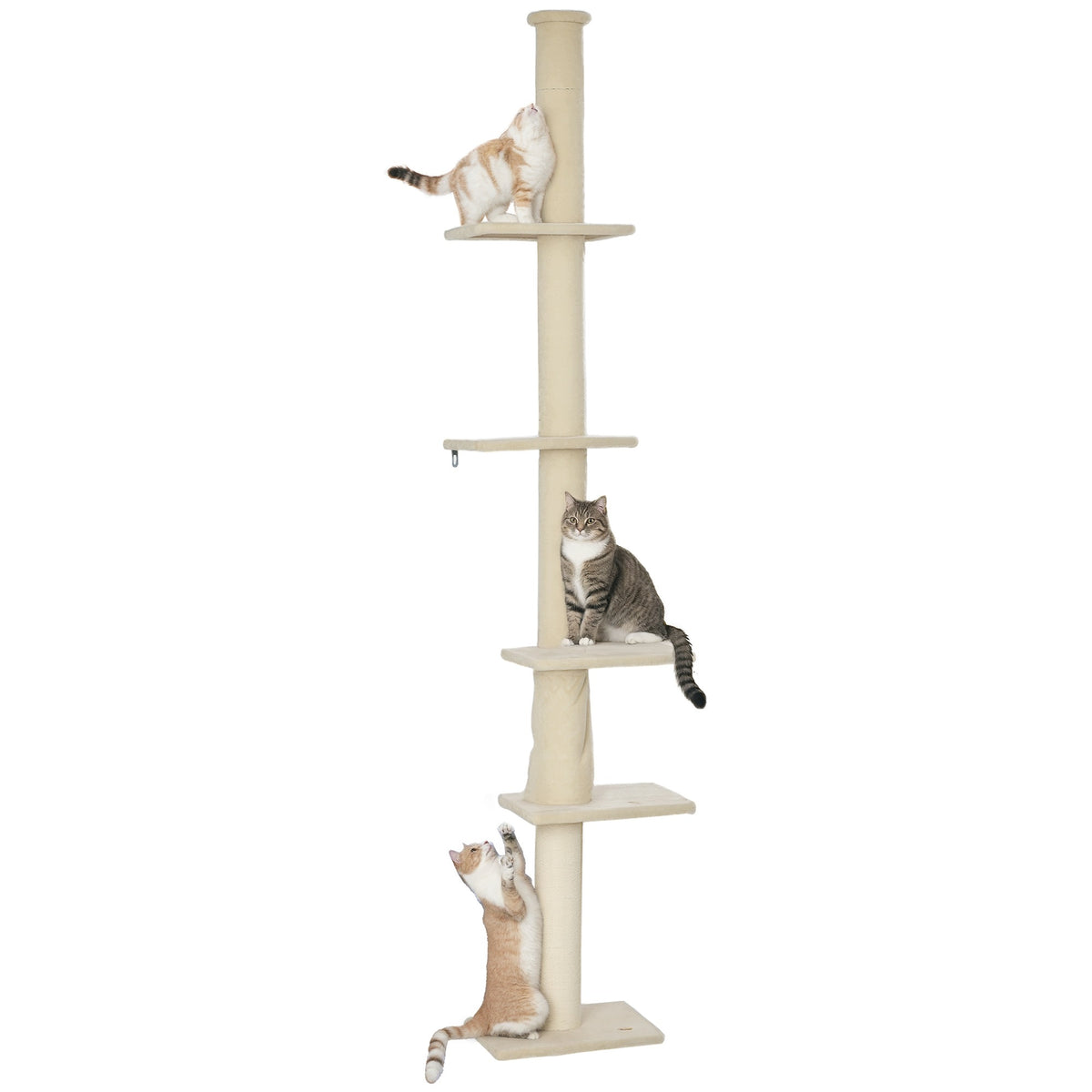 PawHut Multi-level cat tree, 225-275 cm, floor to ceiling