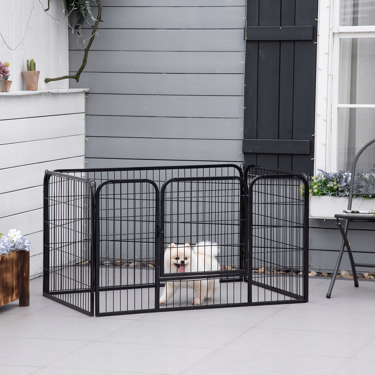 PawHutWybieg for puppies outdoor fence playpen 125x80x70cm, steel Manufacturer code 5663-1307