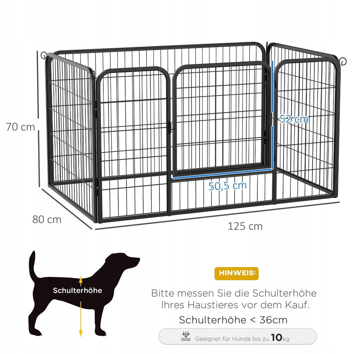 PawHutWybieg for puppies outdoor fence playpen 125x80x70cm, steel Packaging status original