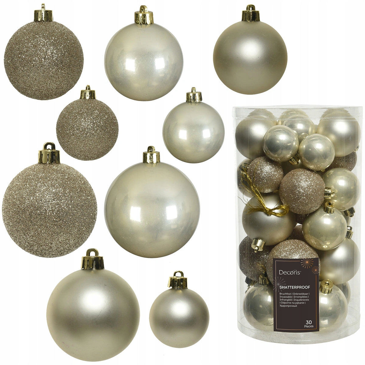Pearl Christmas balls 30 pcs plastic unbreakable ornaments 4-6 cm
