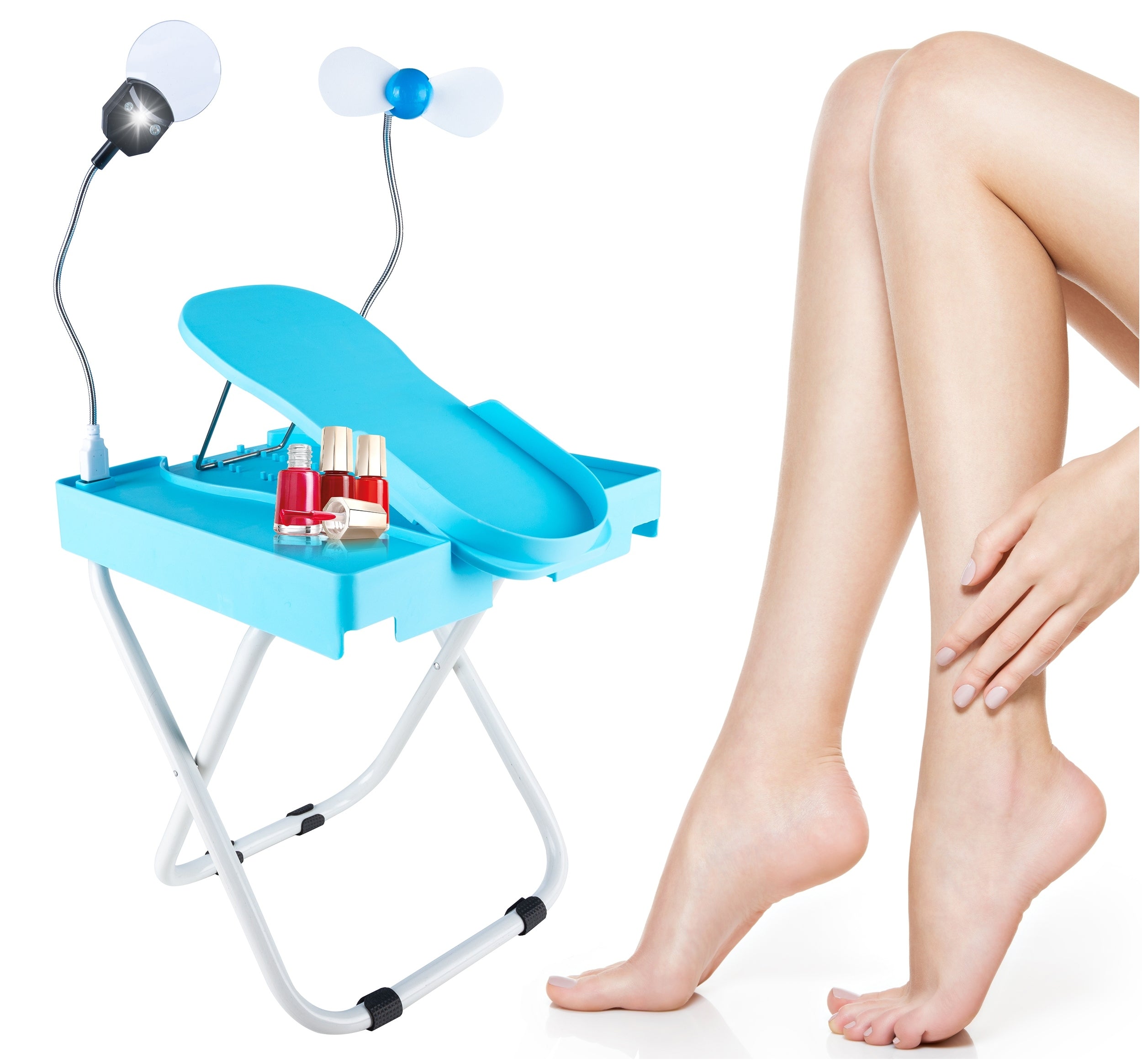 Pedicure Cosmetic Table with Footrest Adjustment and Windmill