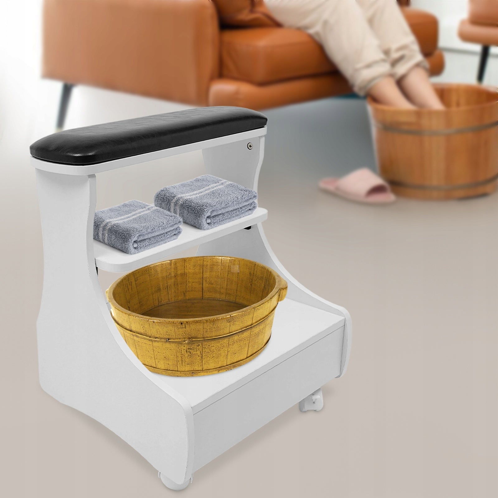 Pedicure Foot Rest, Footbath Stool With Wheels, 52*41*55 cm Packaging status original