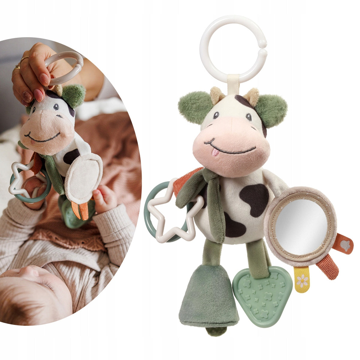 Pendant for stroller seat sensory cot Cow Bingo Babyono 1691