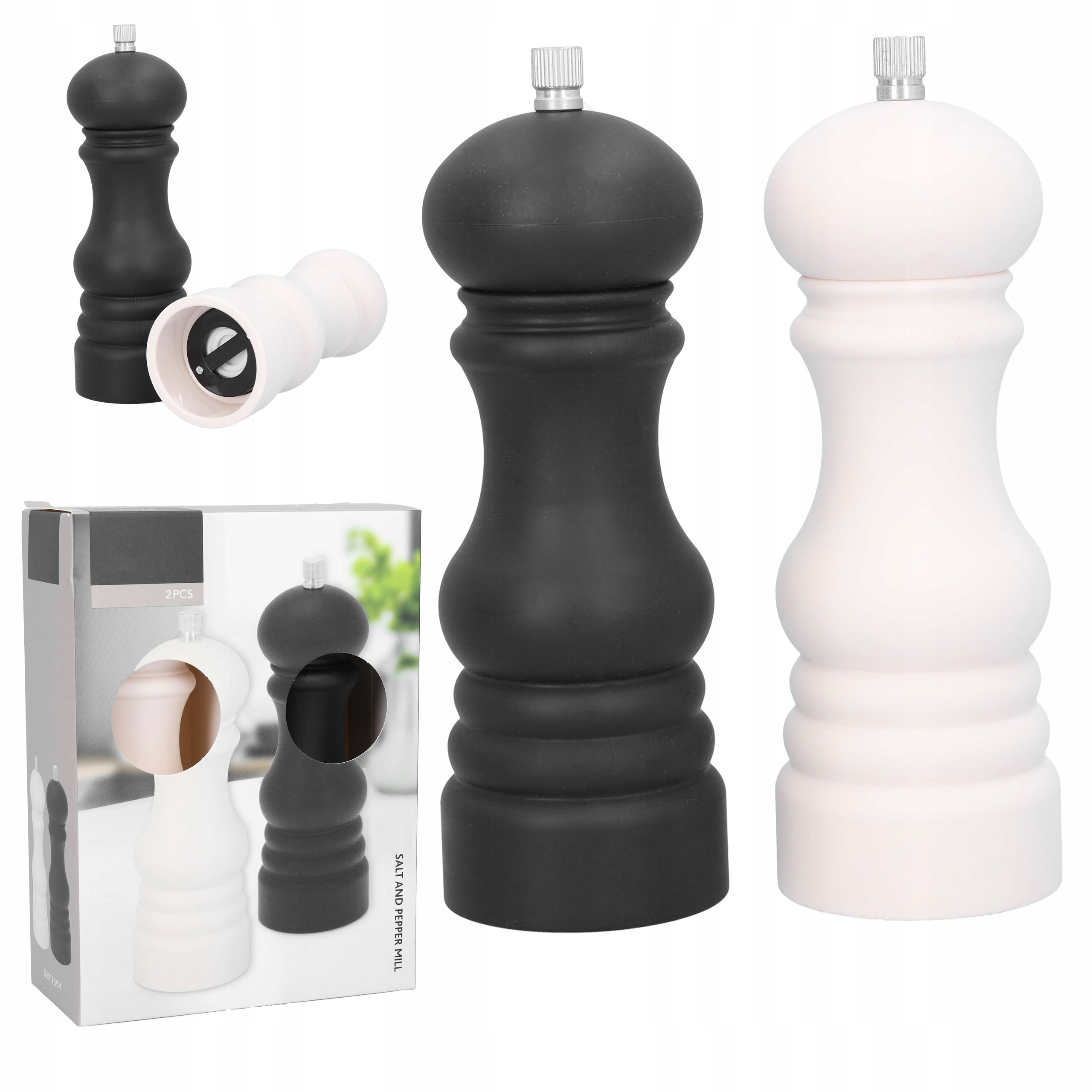 Pepper and Salt Grinder Handheld Set of 2 with Adjustable Spices