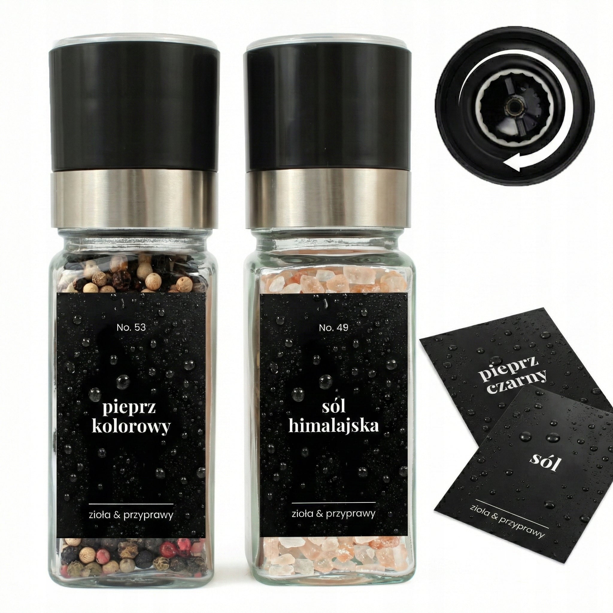 Pepper and Salt Grinder Manual Spice Jar with Ceramic Grinder