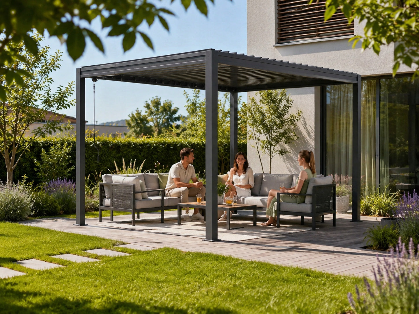 Pergola Gazebo Aluminum Terrace Canopy 3x3 Corciano garden movable roof Type pavilion