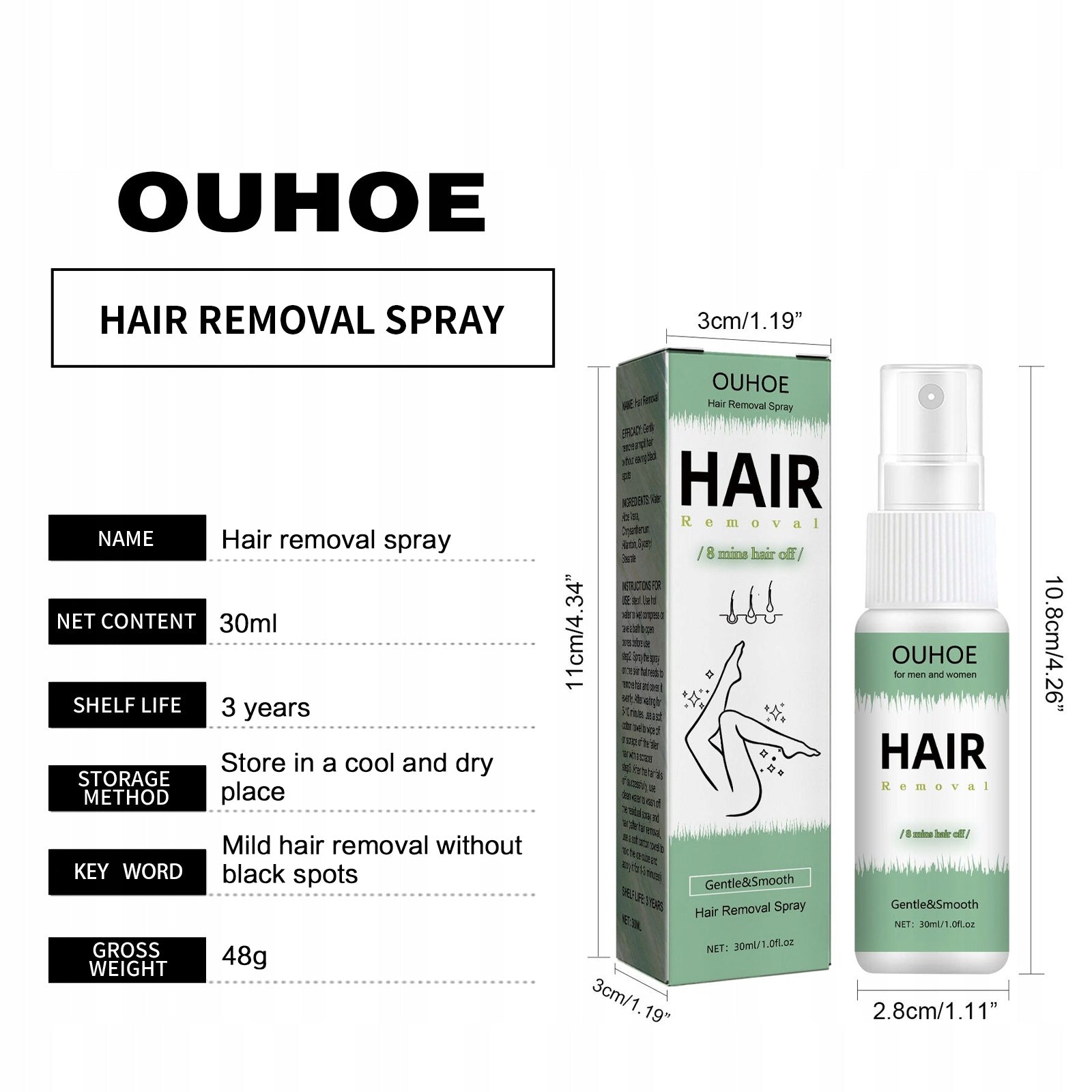 Permanent Hair Removal Spray 8minutes Hair Removal Spray Brand no brand