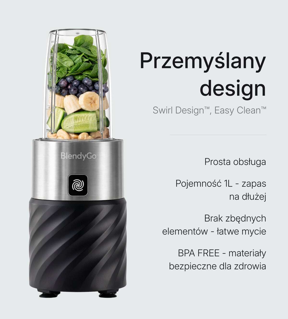 Personal cup blender BlendyGo MAX for smoothies and smoothies 1200W 1L Packaging status original