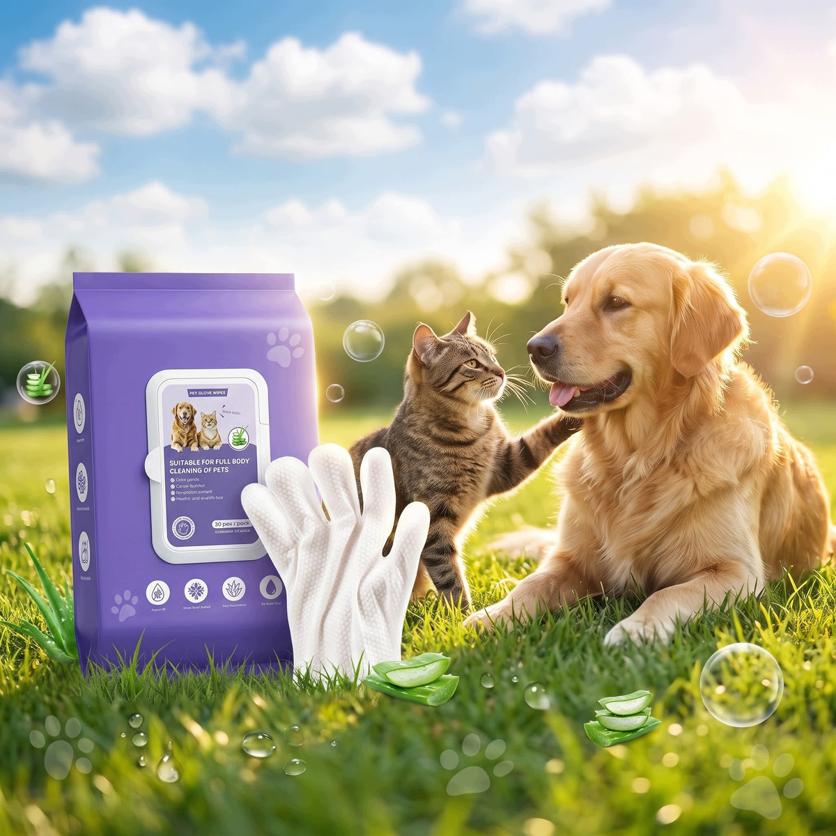 Pet cleaning gloves, wet wipes for dog and cat, without us Packaging status original