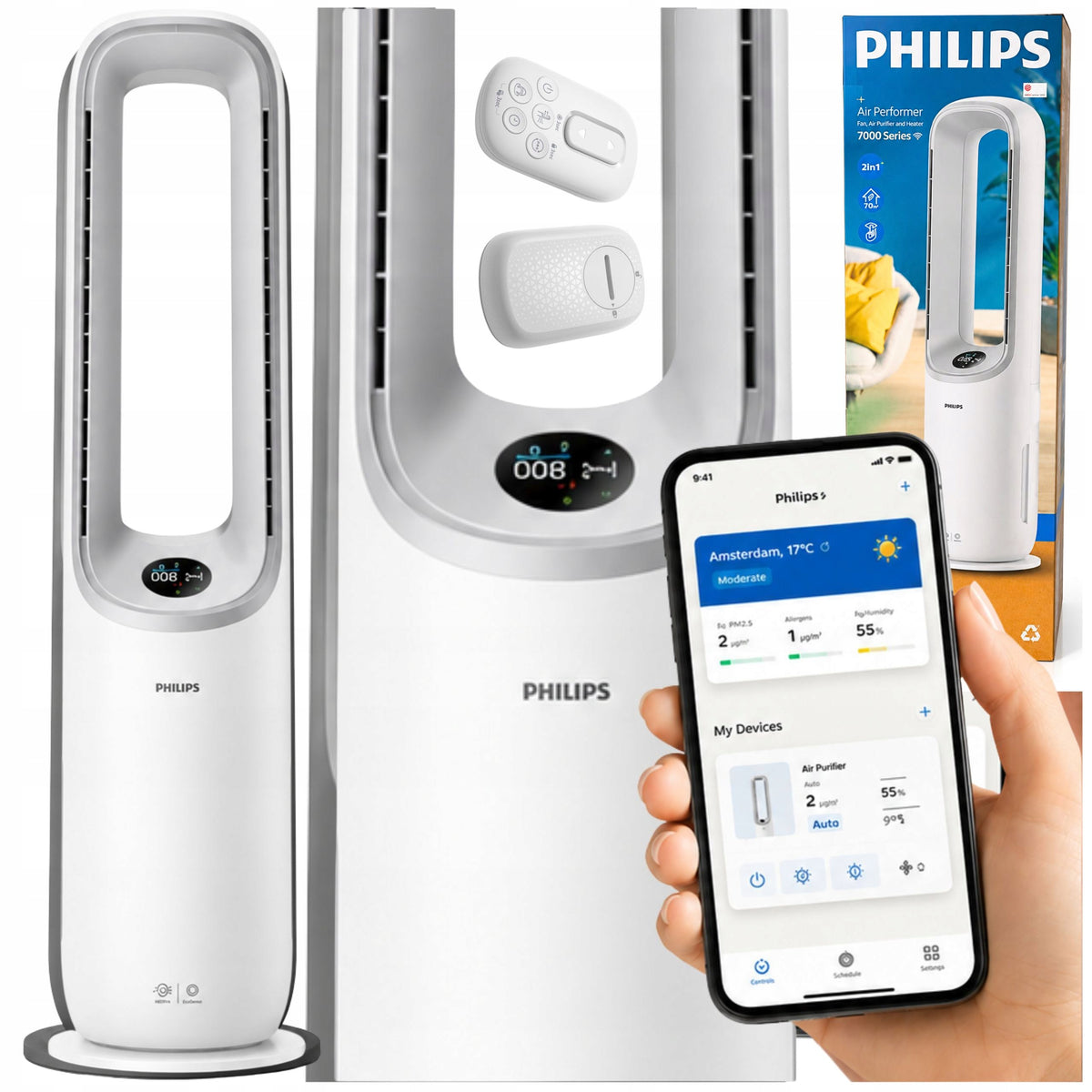 Philips Air Purifier 2in1 Fan AMF765/10 Hepa + application