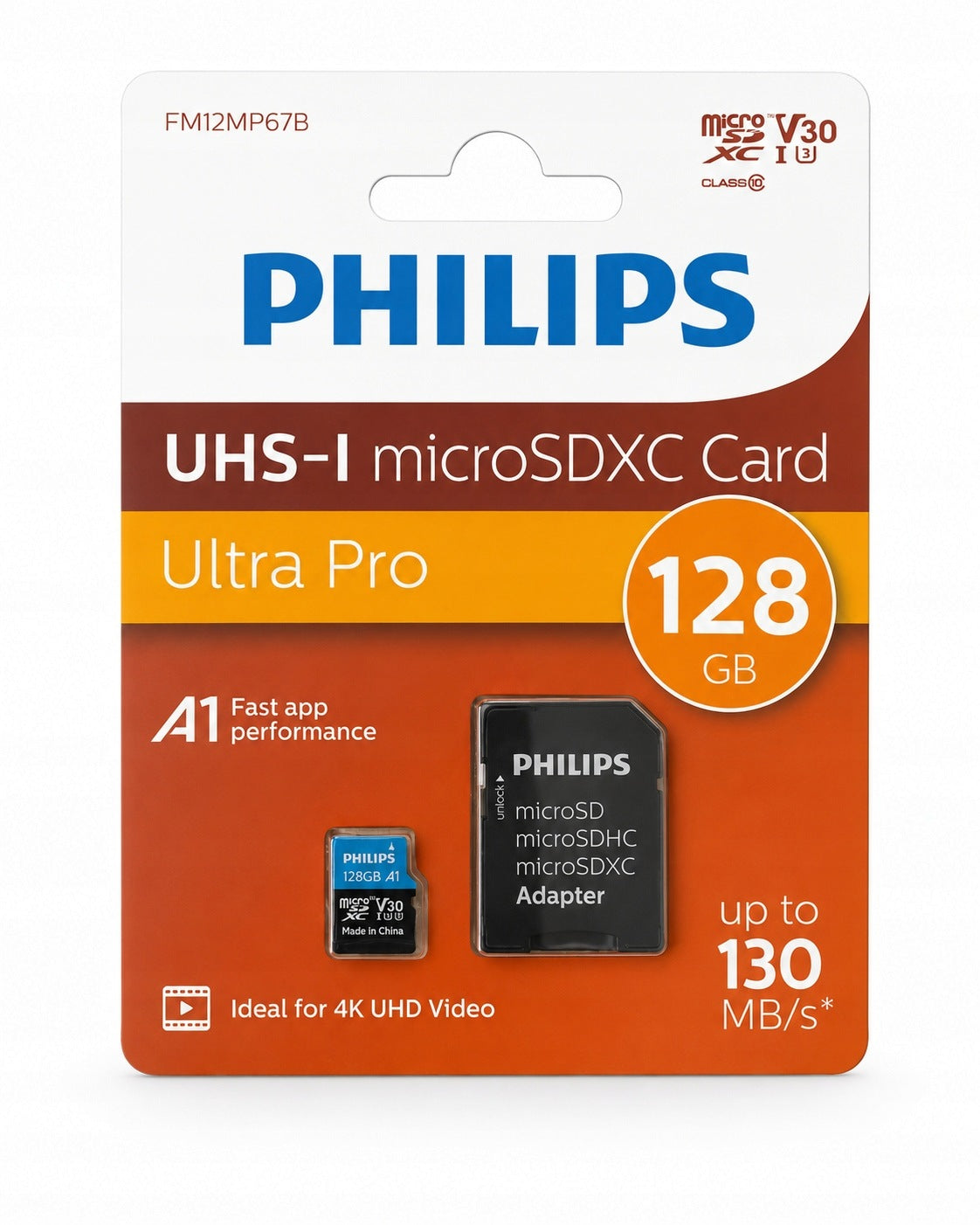 Philips MicroSDXC Card 128GB Class 10 UHS-I U1 incl. adapter Manufacturer code FM12MP45B